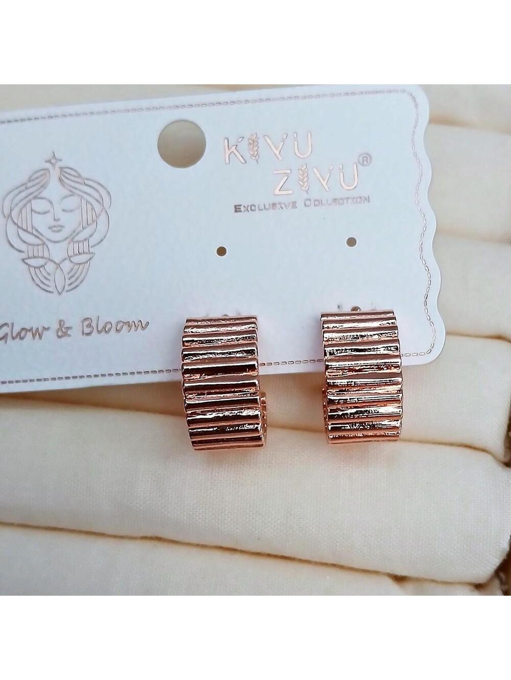 Rose Gold Textured Hoop Earrings | Modern Statement Hoops